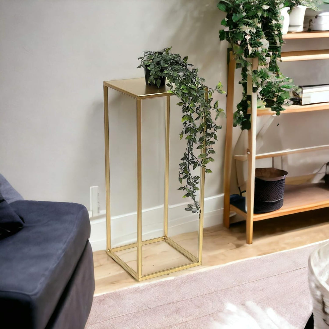 DanDiBo Blumenhocker Metall Gold Eckig Blumenständer Beistelltisch 96506 Blumensäule Modern Pflanzen