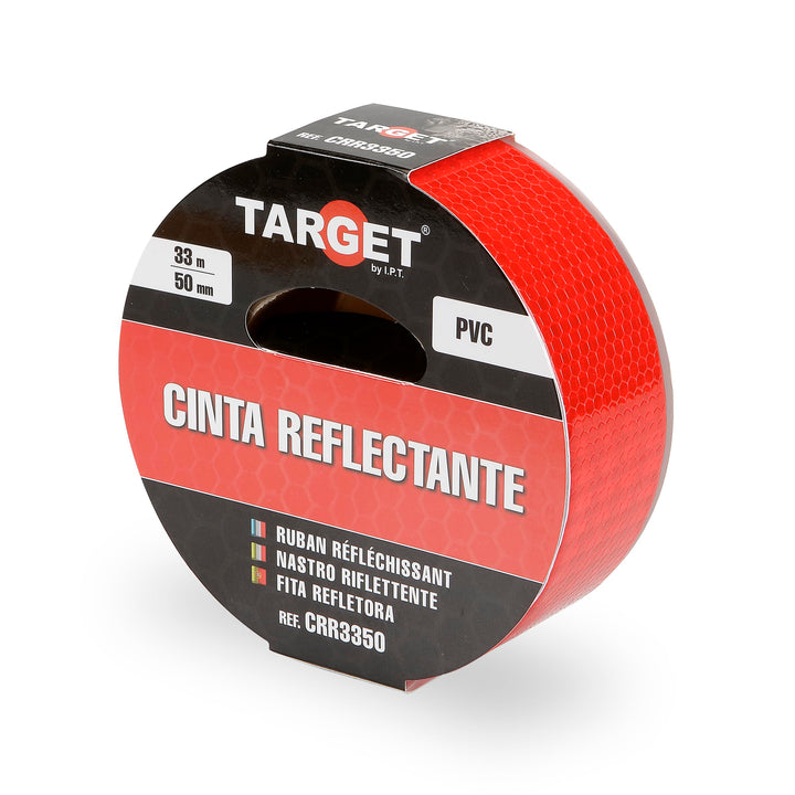 TARGET CRR3350 - Reflektierendes Klebeband - Rot 33 Meter x 50 Millimeter - Selbstklebend - Warnung