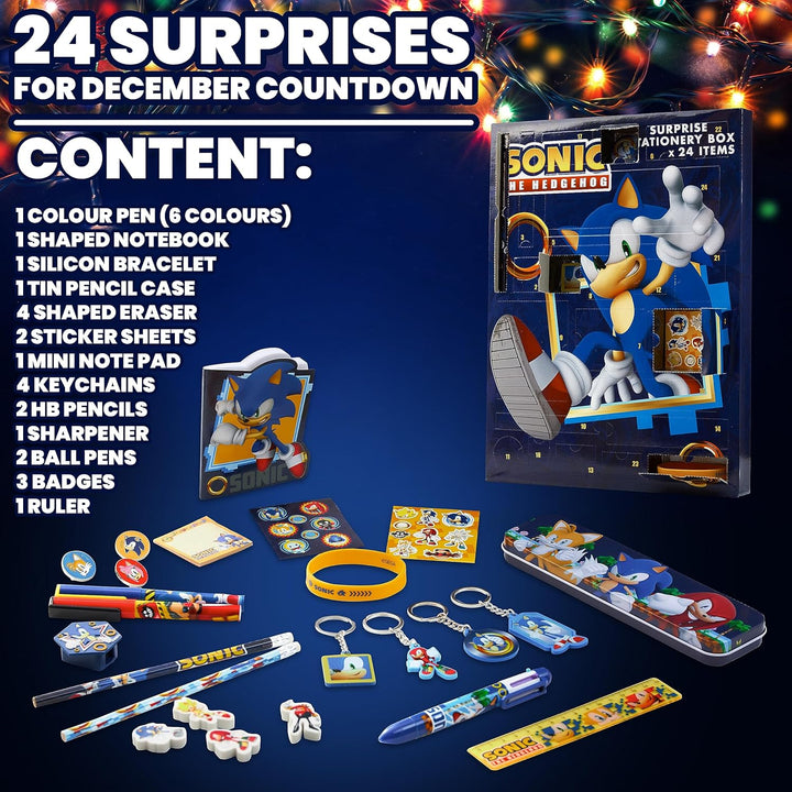 Sonic The Hedgehog Adventskalender 2024 - Schreibwaren Weihnachtskalender Jungen und Mädchen