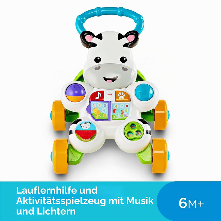 Fisher-Price Lern mit mir - Zebra Lauflernwagen, musikalisches Aktivitäts- und Gehspielzeug mit Lern