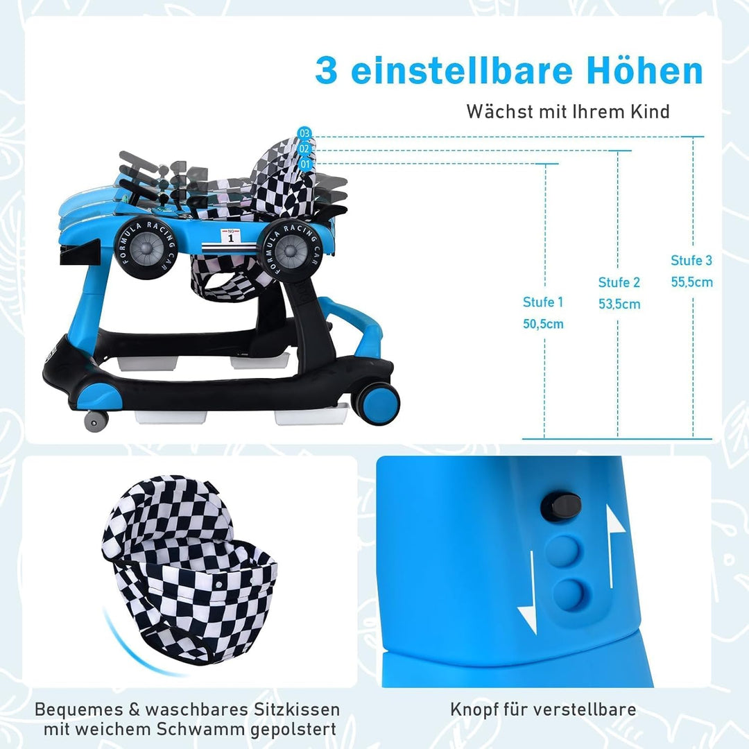 COSTWAY 4 in 1 Lauflernhilfe, Lauflernwagen klappbar mit einstellbarer Höhe & Geschwindigkeit, Baby