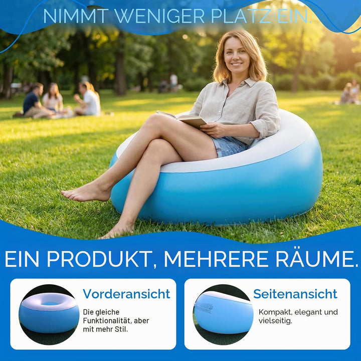 Aufblasbares Sofa, 85 * 85 * 43cm Aufblasbarer Sessel aus PVC, 100 kg Tragfähigkeit Strandliege Aufb