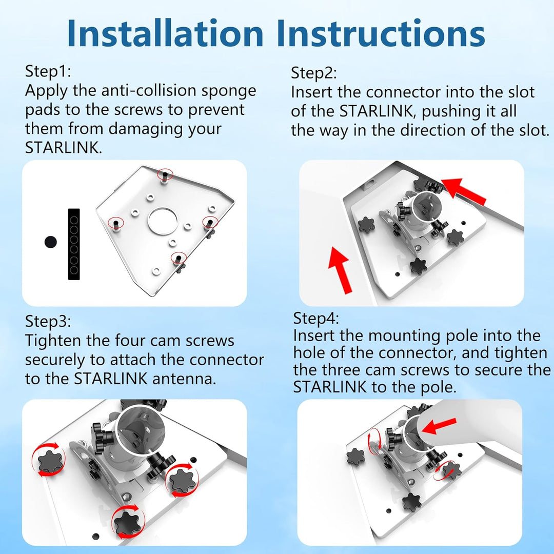 Starlink Gen 3 Rohradapter, werkzeugloser 360° drehbarer Masthalterungsadapter, Aluminiumlegierung S