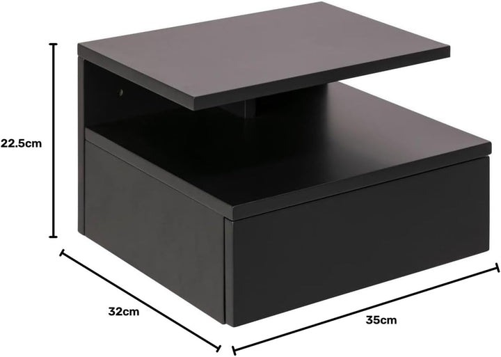 AC Design Furniture Fia Nachttisch mit 1 Schublade in Dunkelgrau, 1 Stück, Wandschrank im Minimalist