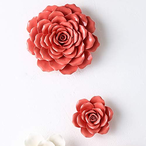 ALYCASO Rose Keramik Blume Wanddekoration Künstliche 3D Blume Wandkunst für Wohnzimmer Zuhause Flur