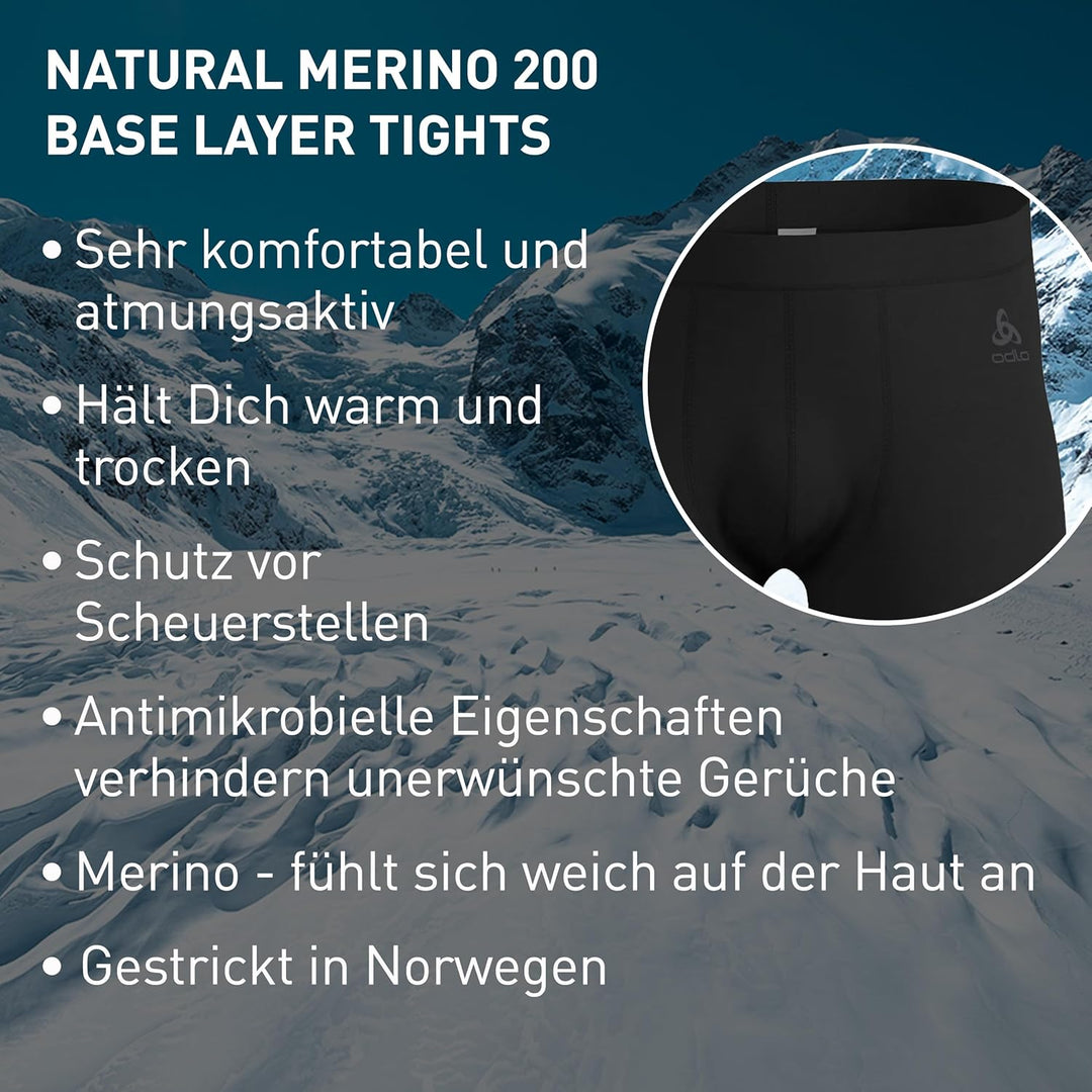 Odlo Herren Merino 200_111802 Hose Schwarz XL, Schwarz XL