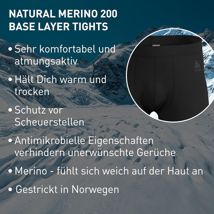 Odlo Herren Merino 200_111802 Hose Schwarz XL, Schwarz XL