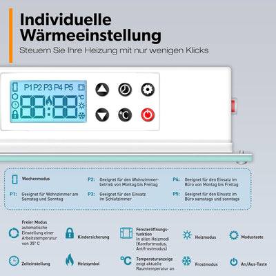 TRESKO Infrarotheizung Standgerät 600W | Wandheizung elektrisch | Konvektor Heizung inkl. Standfüsse