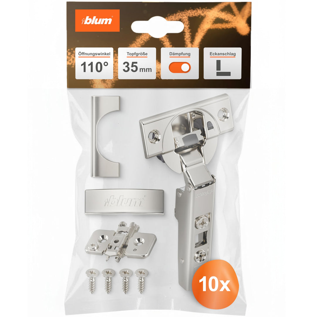 BLUM 10x CLIP top BLUMOTION Möbelscharnier 110° I Softclose Topfscharnier 35mm I separat montierbare