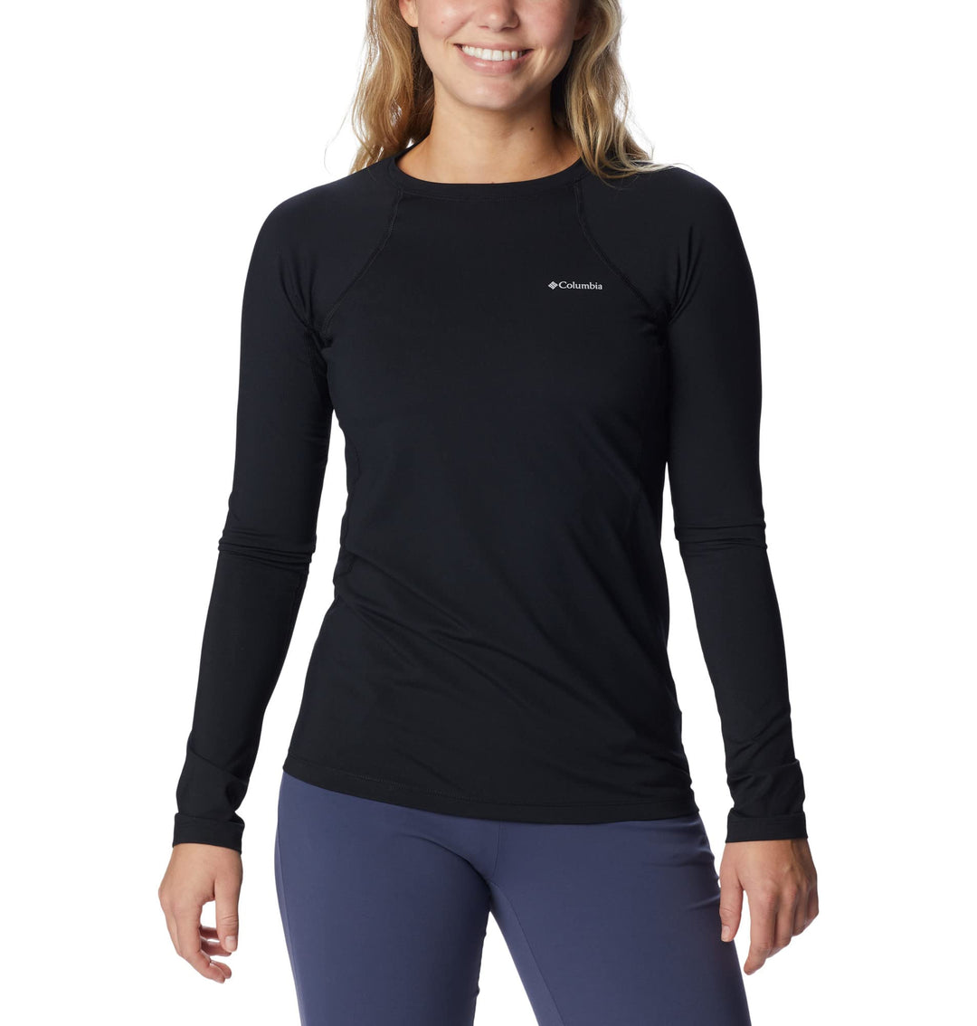 Columbia Baselayer für Damen, Midweight Stretch Long Sleeve Top, Polyester, 1639021 L Black (New Col