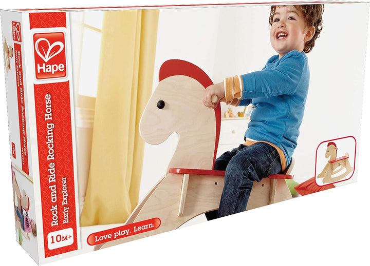 Hape Mitwachsendes Schaukelpferd | Holzschaukelpferd für Kinder, Schaukelpferd zur Schulung des Glei