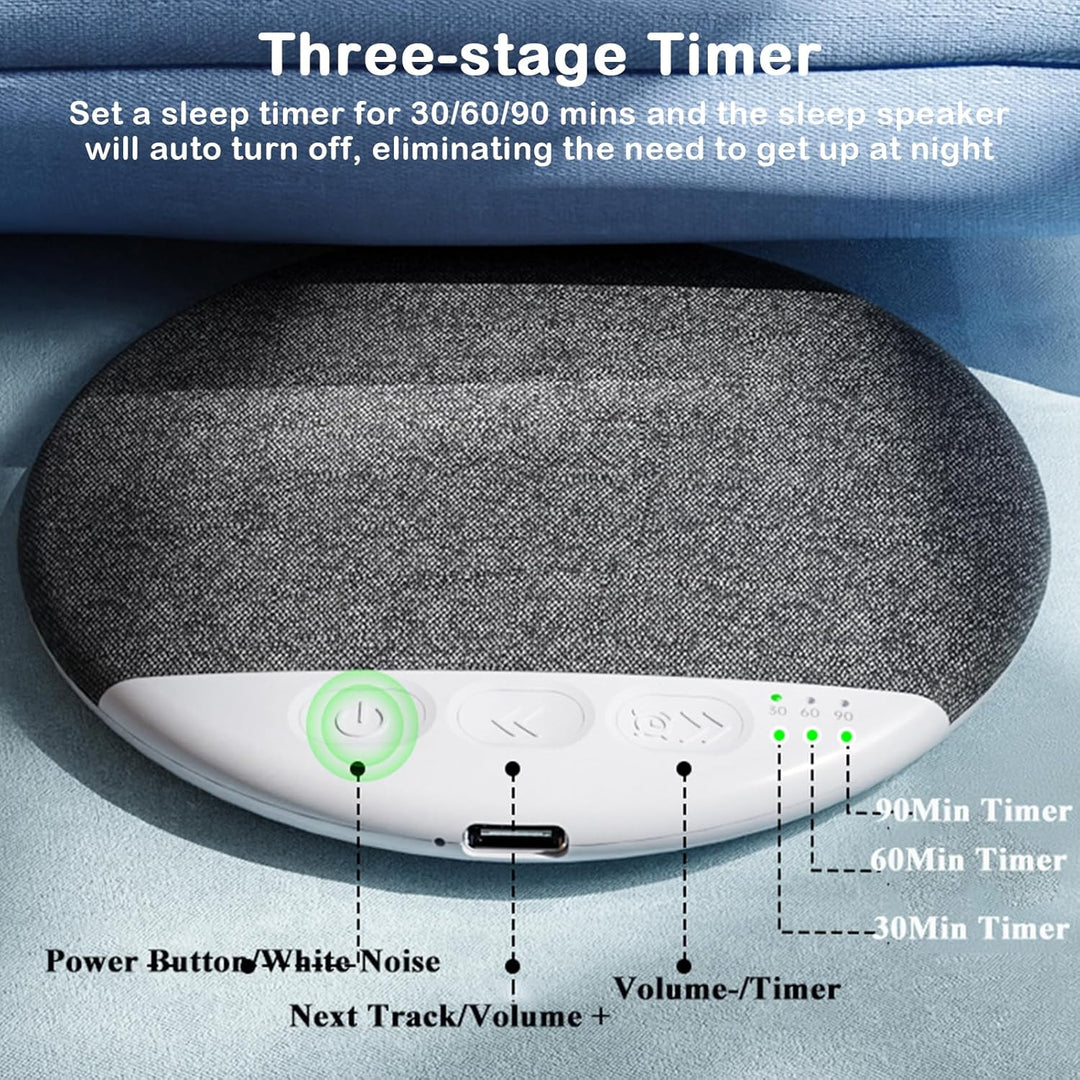 Bluetooth-Kissen-Lautsprecher zum Schlafen, tragbarer Mini-Lautsprecher unter dem Kissen mit weissem