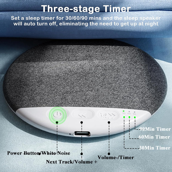Bluetooth-Kissen-Lautsprecher zum Schlafen, tragbarer Mini-Lautsprecher unter dem Kissen mit weissem
