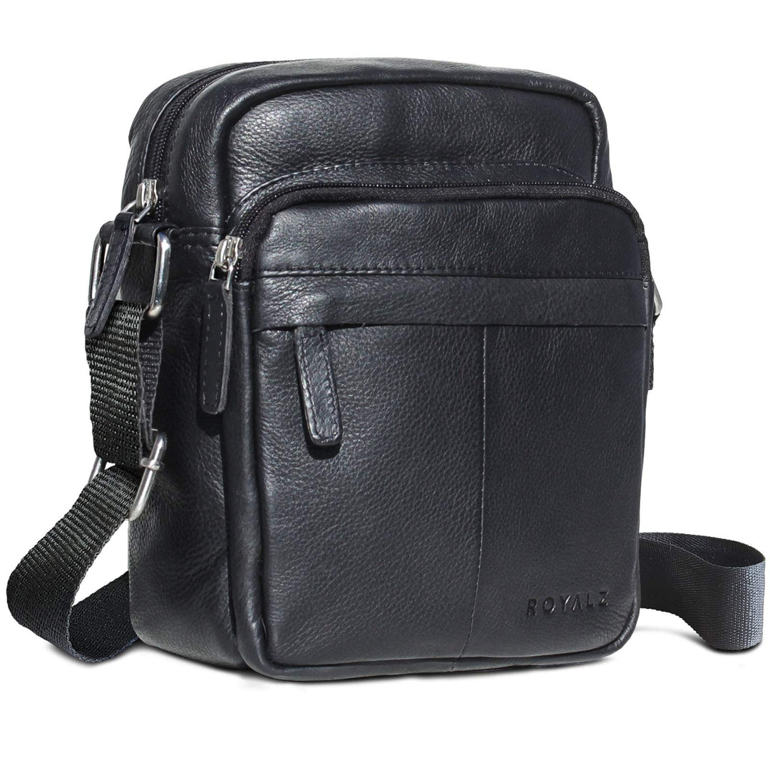 ROYALZ 'Phoenix' Umhängetasche Herren Leder klein kompaktes Design Ledertasche Schulter-Tasche Messe