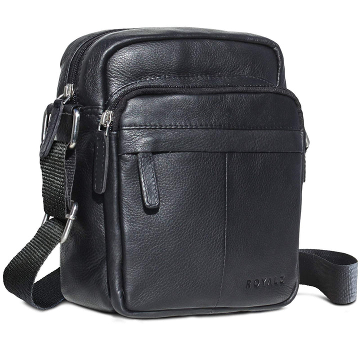 ROYALZ 'Phoenix' Umhängetasche Herren Leder klein kompaktes Design Ledertasche Schulter-Tasche Messe