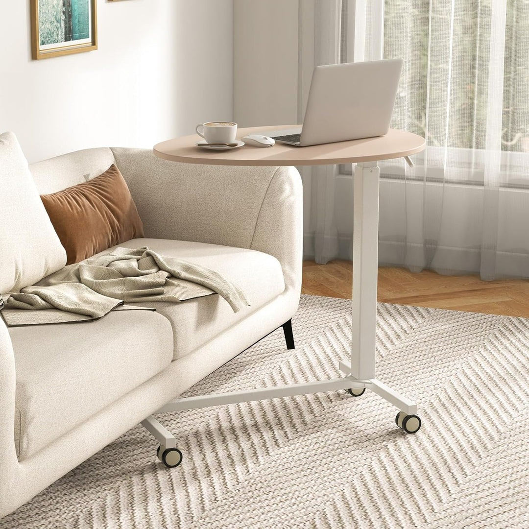 COSTWAY Beistelltisch höhenverstellbar, Laptoptisch mit Rollen 74–108 cm, mobiler Schreibtisch Sofat