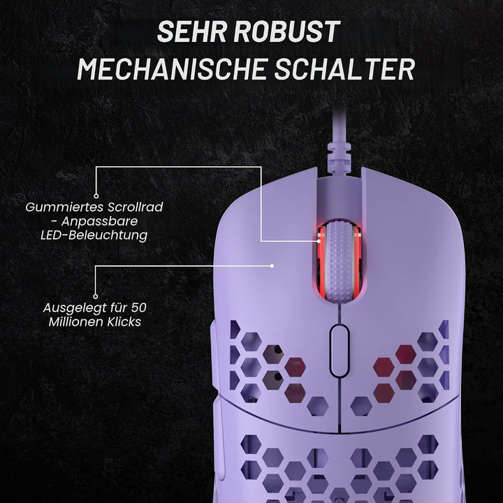 HK Gaming Mira M Ultraleichte, Mit Wabenmuster Versehene, Beidhändige, Kabelgebundene RGB Gaming-Mau