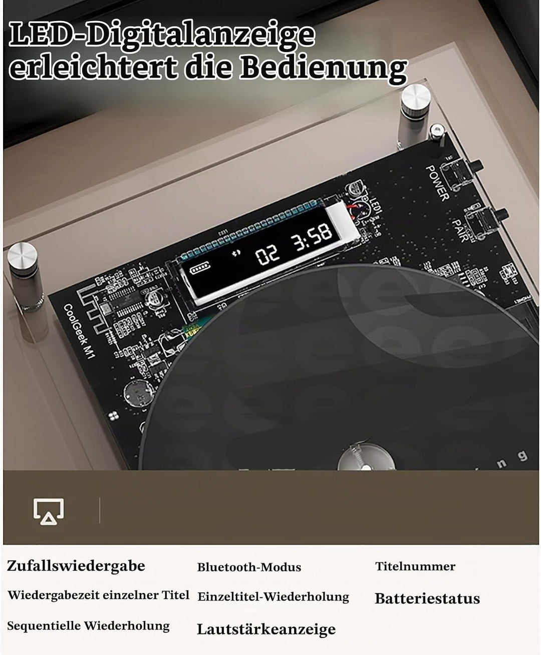 CD-Player Zum Dekorieren, Musik-Deko-Bilderrahmen Mit Fernbedienung, Bluetooth 5.0/3,5-mm-AUX-Ausgan