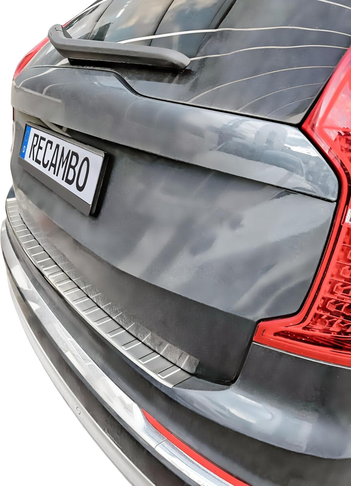 RECAMBO Ladekantenschutz Edelstahl matt gebürstet mit Textur - kompatibel für Volvo XC90 2 - BJ ab 2