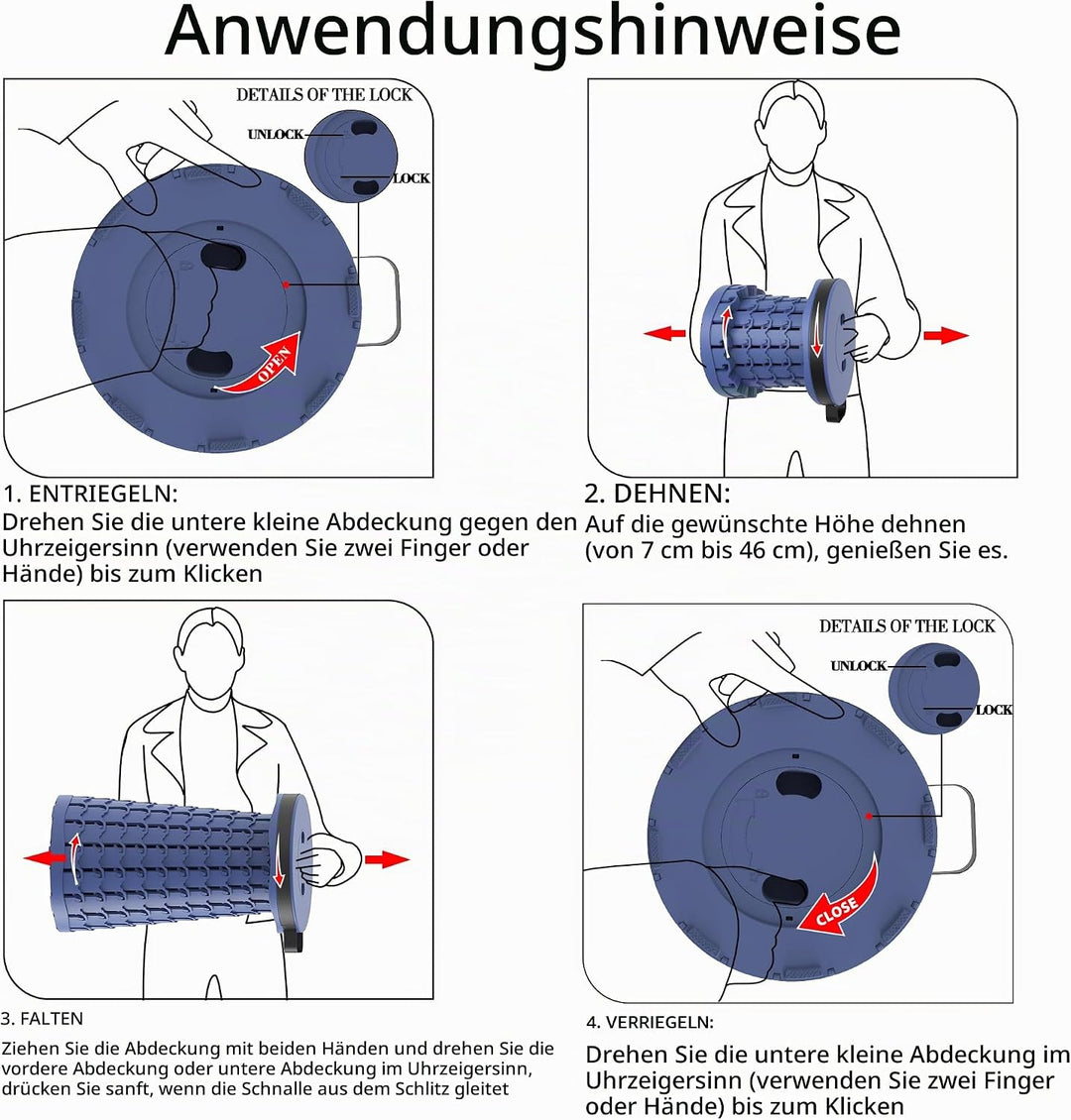 Tragbarer klapphocker mit Kissen,Campinghocker faltbar,teleskophocker Faltbarer für Erwachsene für W