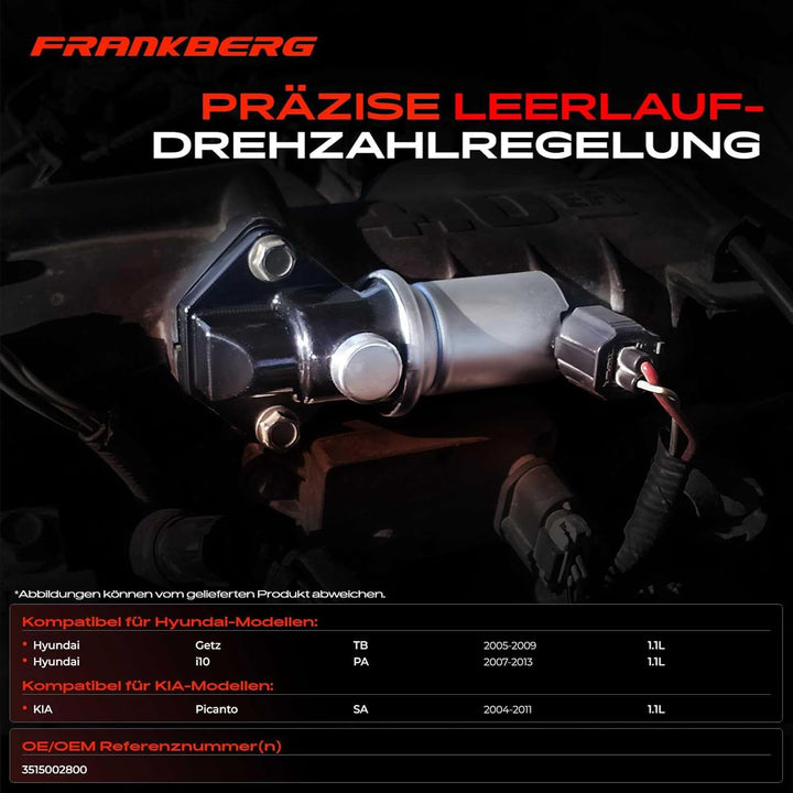 Frankberg Leerlaufregelventil Luftversorgung Kompatibel mit Getz TB 1.1L 2005-2009 i10 PA 1.1L 2007-