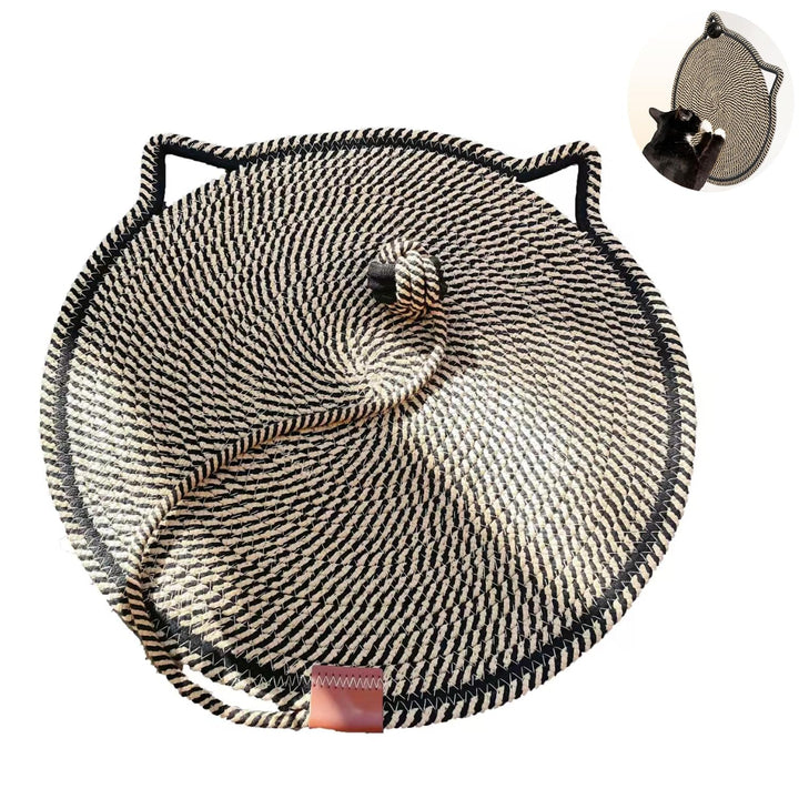 Katze-Kratzer-Matte, Baumwollseil-Katzenkratzmatte, runder horizontaler 16.9'' Anti-Kratz-Pads-Teppi