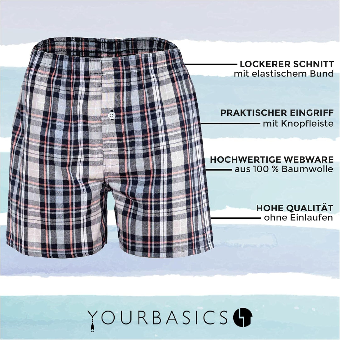 YOURBASICS Kinder Web-Boxer, 7er Pack - American Boxer-Shorts, Gemustert, Spar-Pack 188 Mix1, 188 Mi