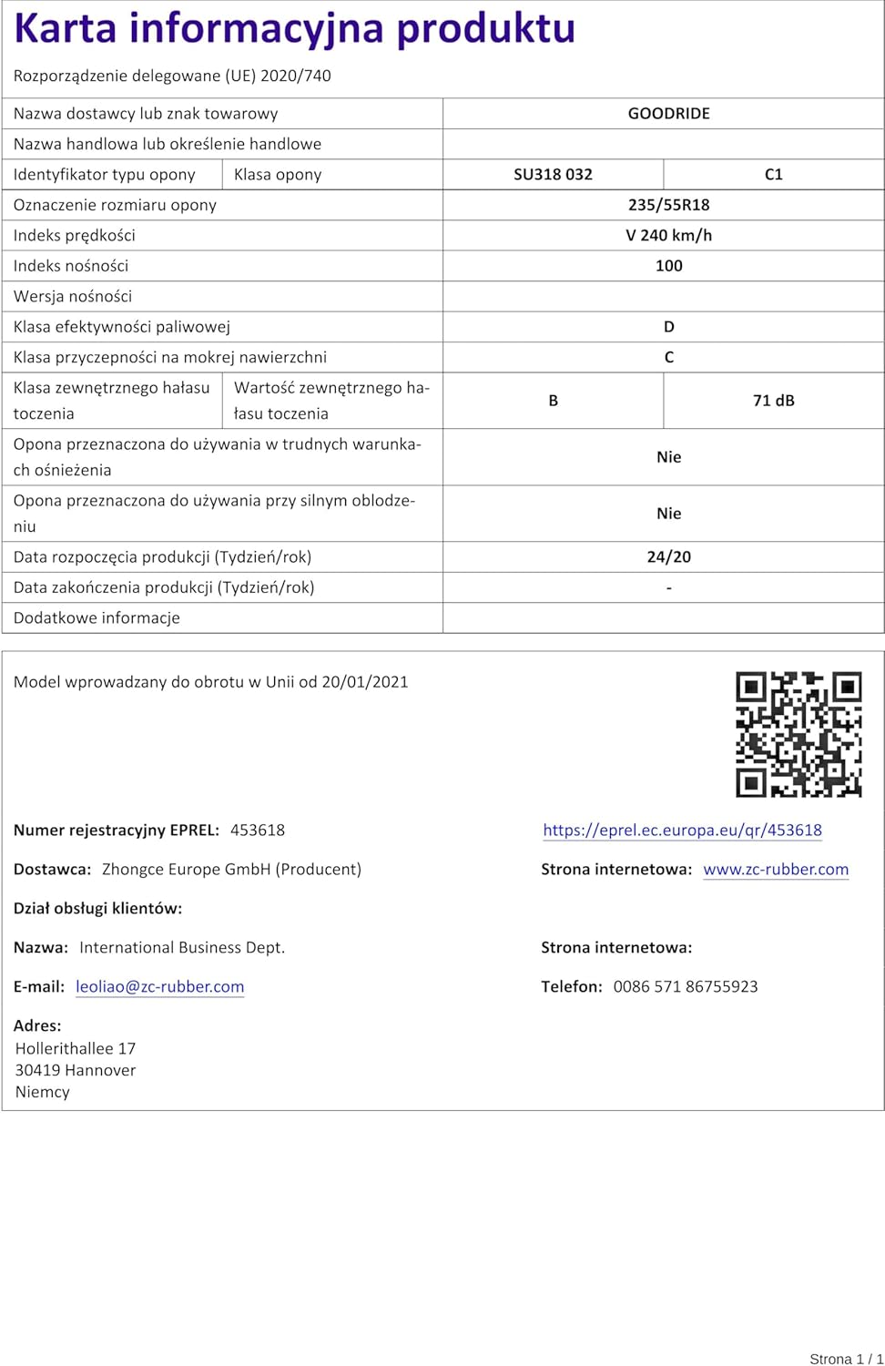 Goodride SU318-235/55R18 100V - Sommerreifen