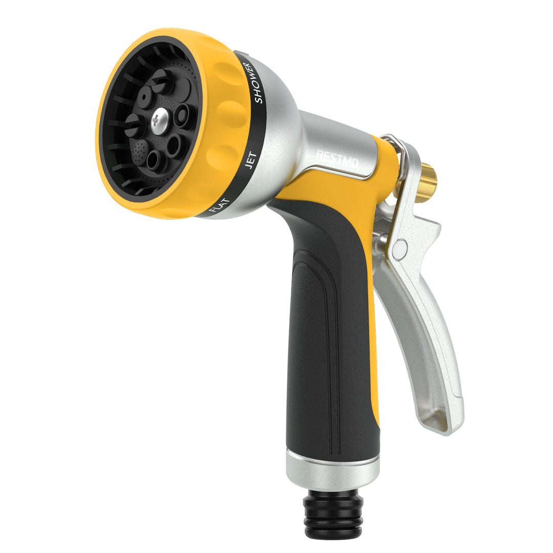 RESTMO Vollmetall Gartenbrause & Gartenspritze, Robust Handbrause Garten für ganzjährigen Outdoor-Ge