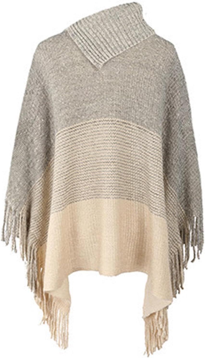 Damen Poncho mit knöpfen Schal Cashmere Feeling Strick Decke Cape Cardigan für Frauen Retro Cardigan