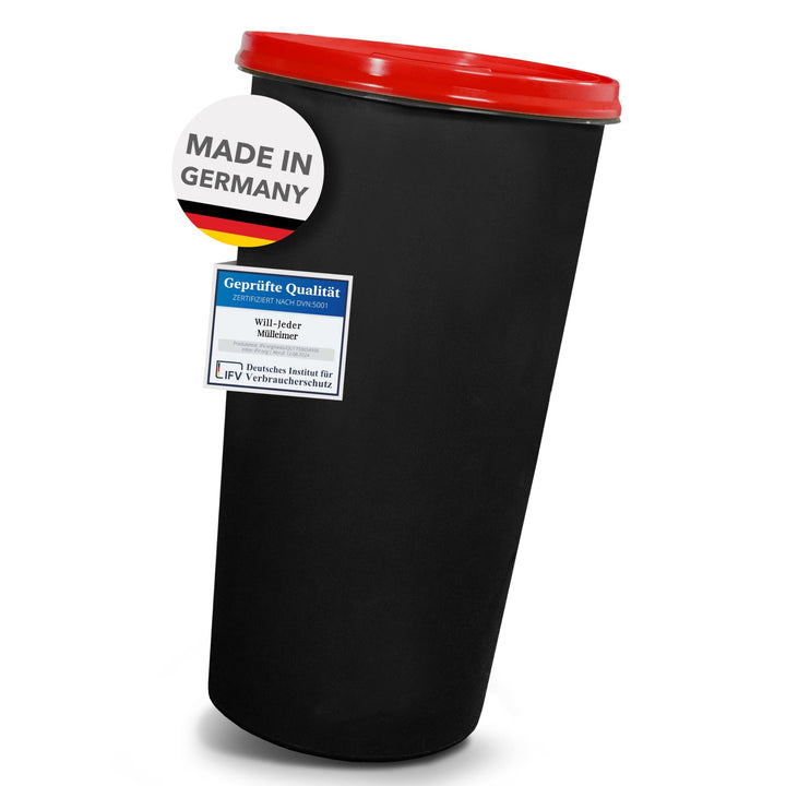 Will-Jeder Mülleimer 60l mit geruchsdichtem Deckel (Rot), Gelber Sack Ständer, Made in Germany, Müll
