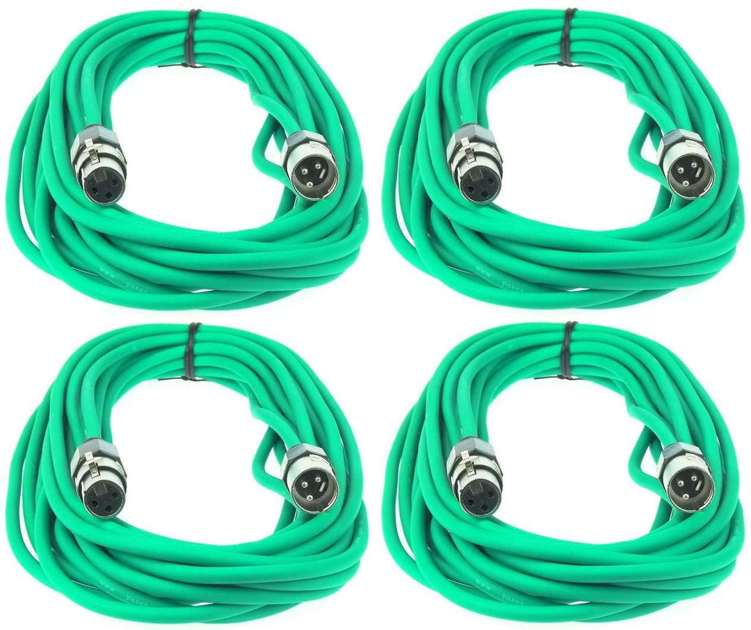 Paccs 4 Stück 10 m Mikrofonkabel Grün XLR Stecker male auf XLR Buchse female - Symmetrisch Audio Kab