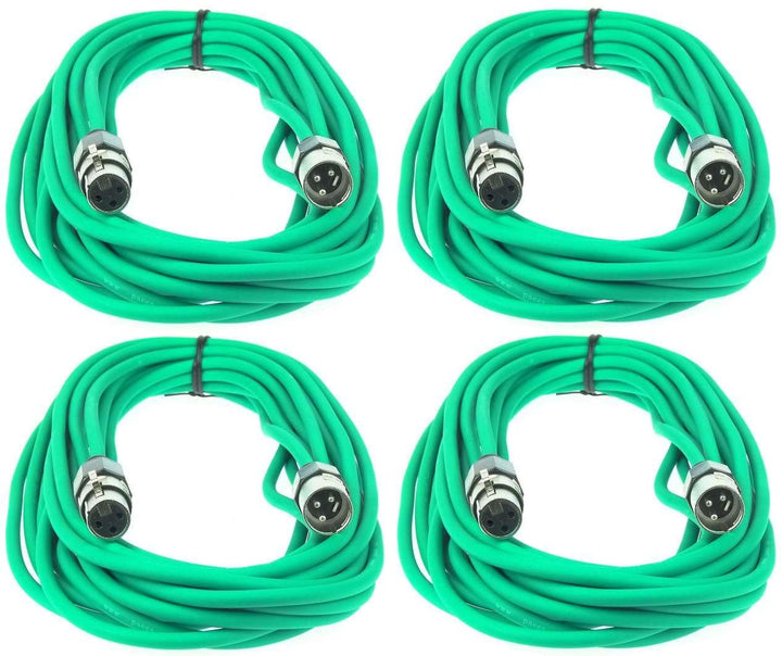 Paccs 4 Stück 10 m Mikrofonkabel Grün XLR Stecker male auf XLR Buchse female - Symmetrisch Audio Kab