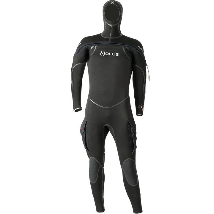 Hollis NeoTek V2 Unisex Kapuzenanzug, halbtrocken, 8/7/6 mm Schwarz Medium Large, Schwarz M-L