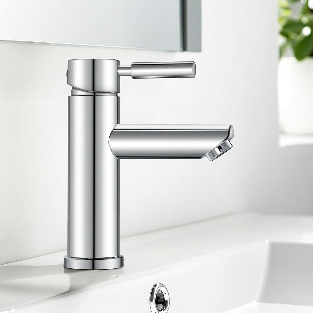 kisimixer Wasserhahn Bad, 304 Edelstahl Waschtischarmatur Mischbatterie Waschbecken Armaturen, Einhe