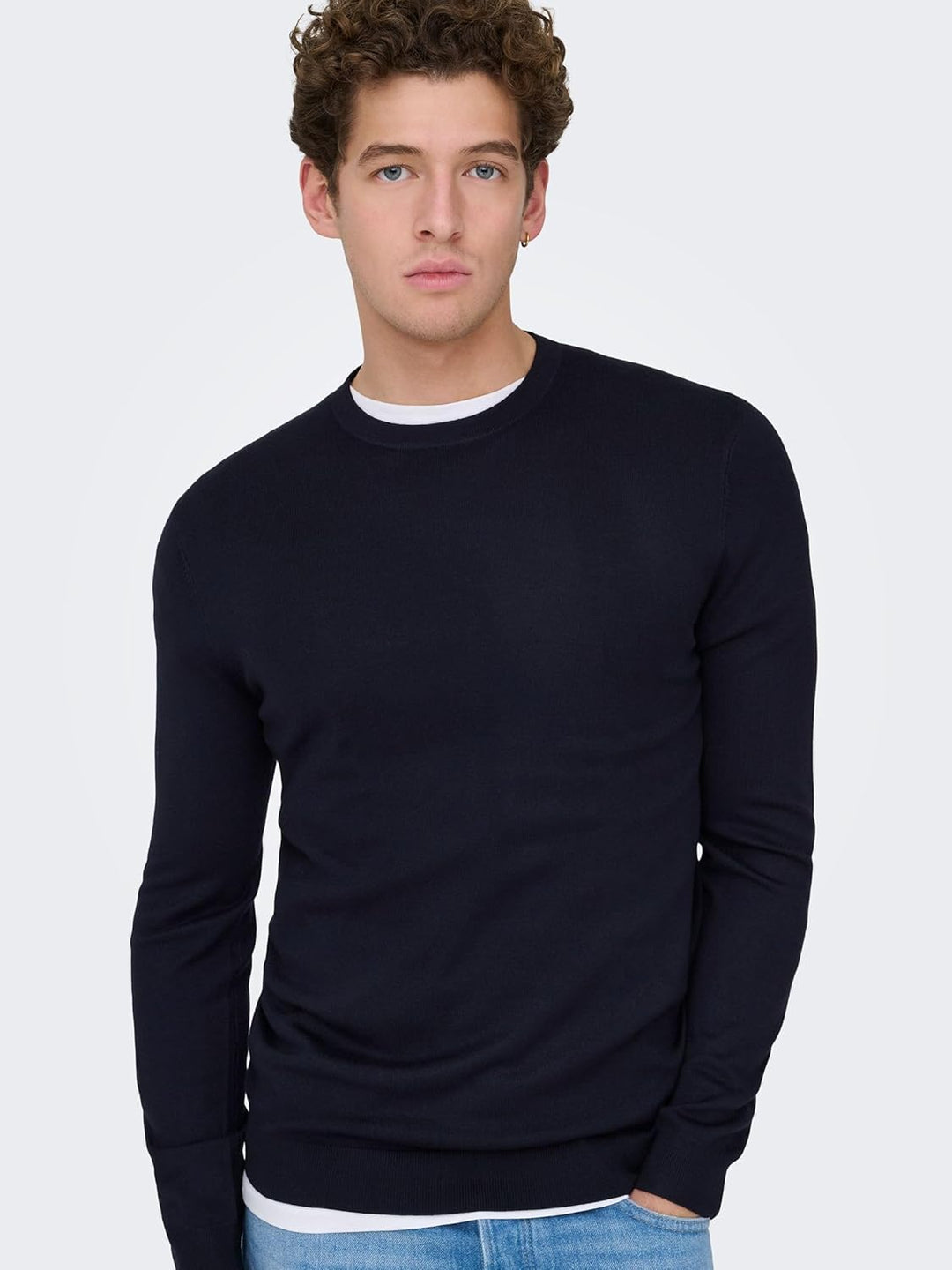 ONLY & SONS Herren Onswyler Life Ls Crew Noos Knit L Dark Navy/, L Dark Navy/