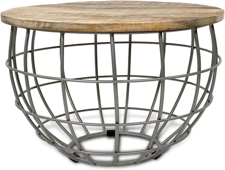 Couchtisch Wohnzimmer-Tisch rund ø 55 cm Beistelltisch Metall Gestell Tischplatte Holz massiv Farbe