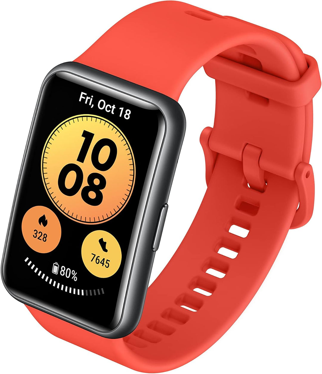 HUAWEI Watch FIT New Smartwatch, schwarz, Silikonarmband in Pomelo Red