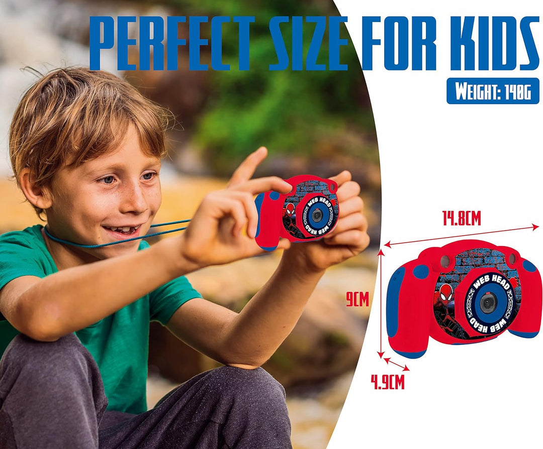 Lexibook DJ080SP Spiderman-Kinder-Digitalkamera mit Foto-und Videofunktion, Spiele, Rot/blau Spider-