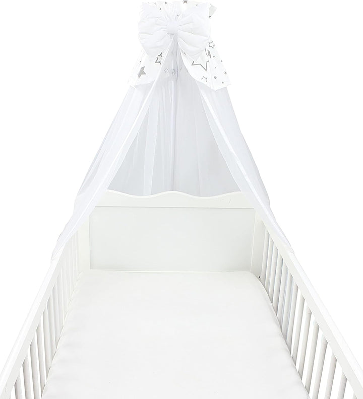 TupTam Babybett Himmel mit Schleife Transparent, Farbe: Sterne Grau/Weiss, Grösse: ca. 170x240 cm H1