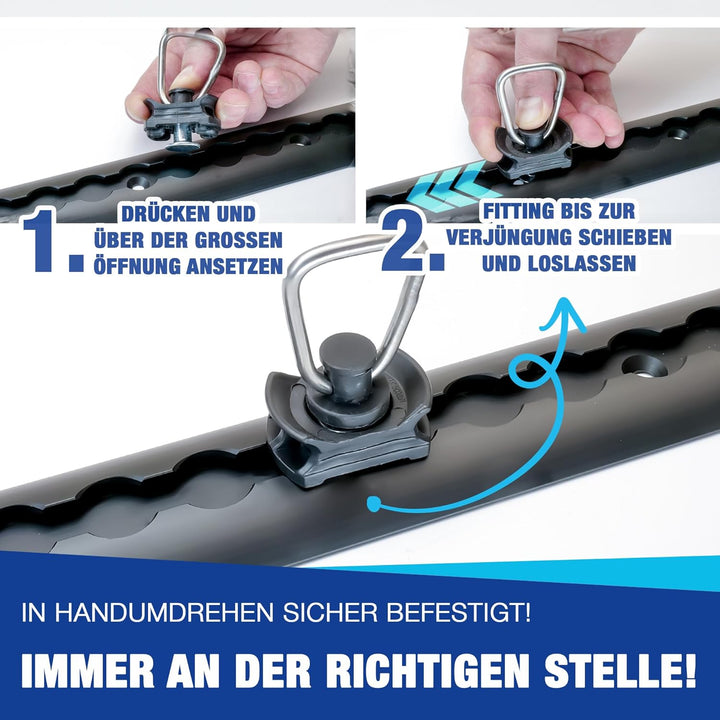 NTG Airlineschiene Fitting aus Kunststoff (10 Stück) | Airline Fitting mit 1000kg Bruchlast in Schwa