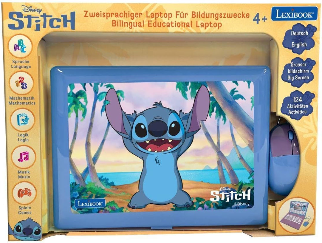 Lexibook, Disney Stitch, zweisprachiger deutsch/englischer Lerncomputer, Spielzeug für Kinder mit 12