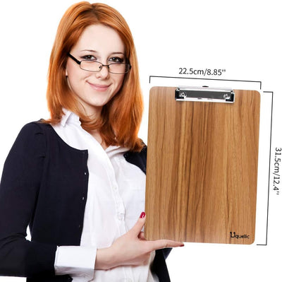 Uquelic Klemmbrett/Schreibbrett/Clipboard A4-10Pcs Klemmbretter A4 Eleganz Luxus Holzmaserung Abgeru