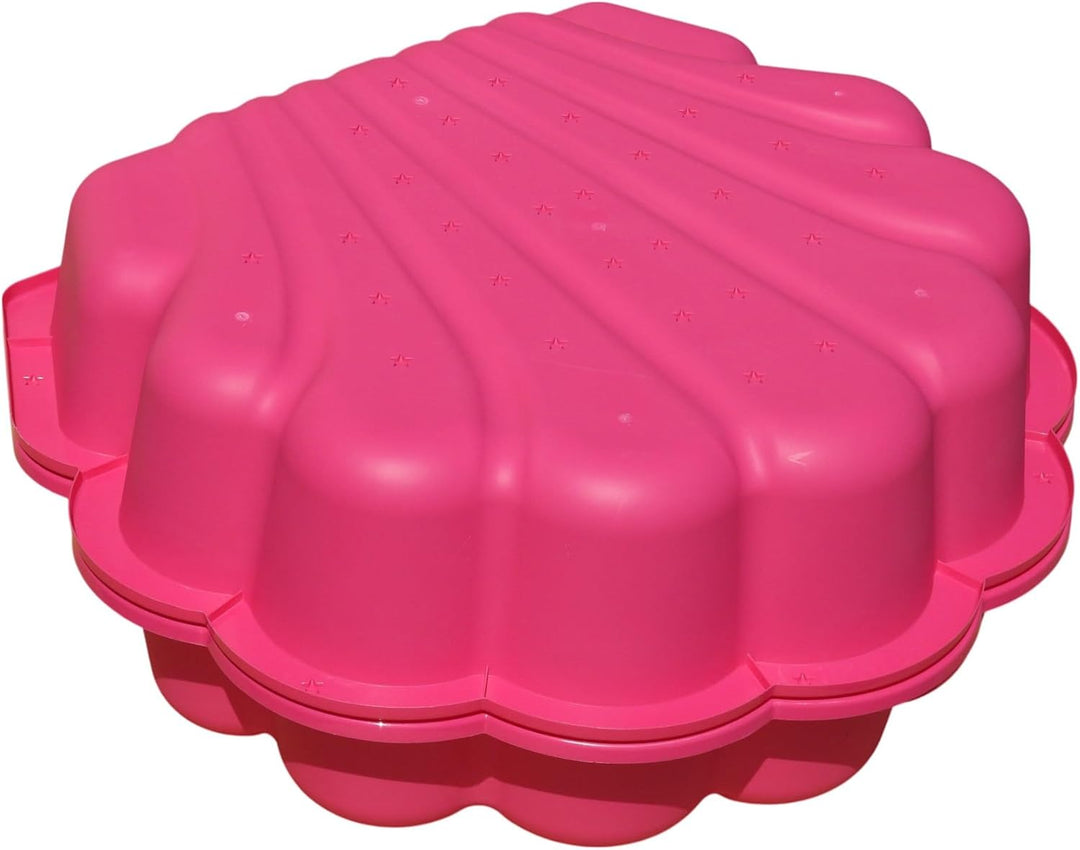 Wassermuschel Sandmuschel Sandkasten 2-teilig aus Kunststoff Muschel mit Deckel (pink mit Sterne), P
