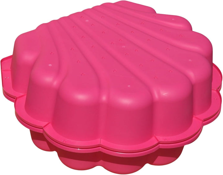 Wassermuschel Sandmuschel Sandkasten 2-teilig aus Kunststoff Muschel mit Deckel (pink mit Sterne), P