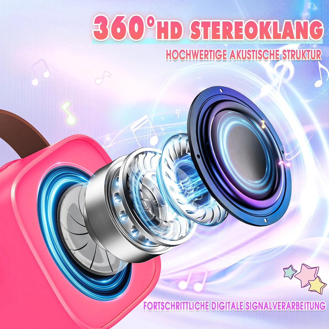 Dislocati Tragbarer Karaoke Maschine mit 2 Bluetooth Mikrofon, Kinder Geschenke Spielzeug für 3-12 J