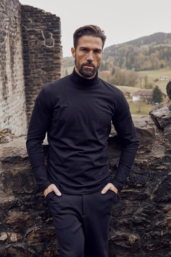 JP 1880 Herren grosse Grössen Übergrössen Menswear L-8XL JP1880 Rollkragen-Shirt, Basic, Jersey, Lan