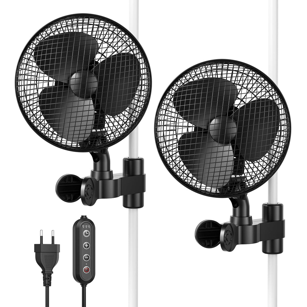 Grow Ventilator mit Clip, 20W Oszillierender Lüfter, 2 Geschwindigkeiten, 90°/120° Doppelschwenk, 31