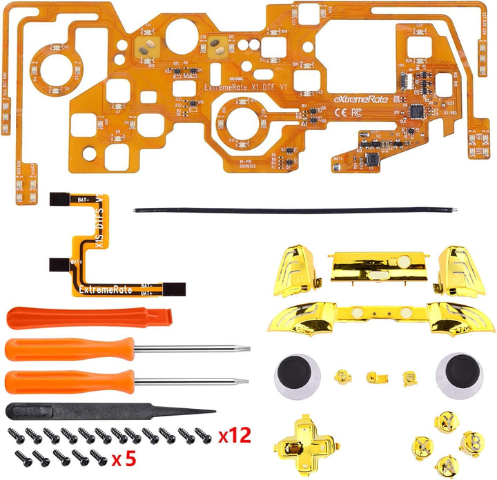 eXtremeRate DTF2.0 LED Kit für Xbox One S/X Controller, LED Leucht Kabel & Ersatz Symbol Knöpfe Set,