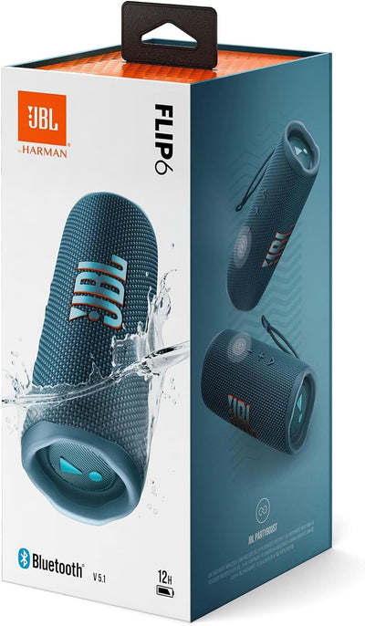 JBL Flip 6 Bluetooth Box in Blau – Wasserdichter, tragbarer Lautsprecher mit 2-Wege-Lautsprechersyst